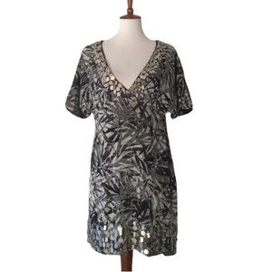 Sheri Bodell silk silver black bamboo dress